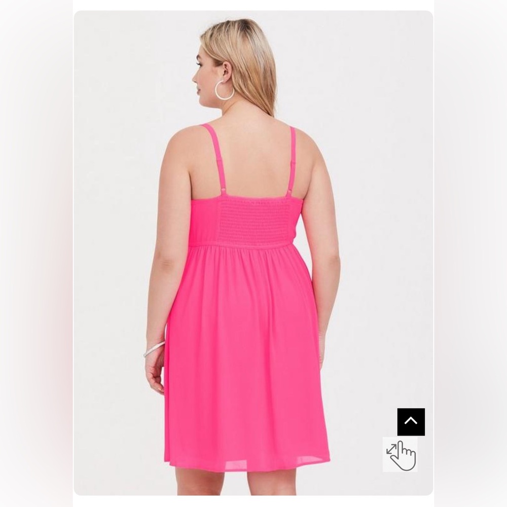 NWT Torrid Ruffle Chiffon Skater Mini Dress Pink Size 0 - Picture 2 of 2